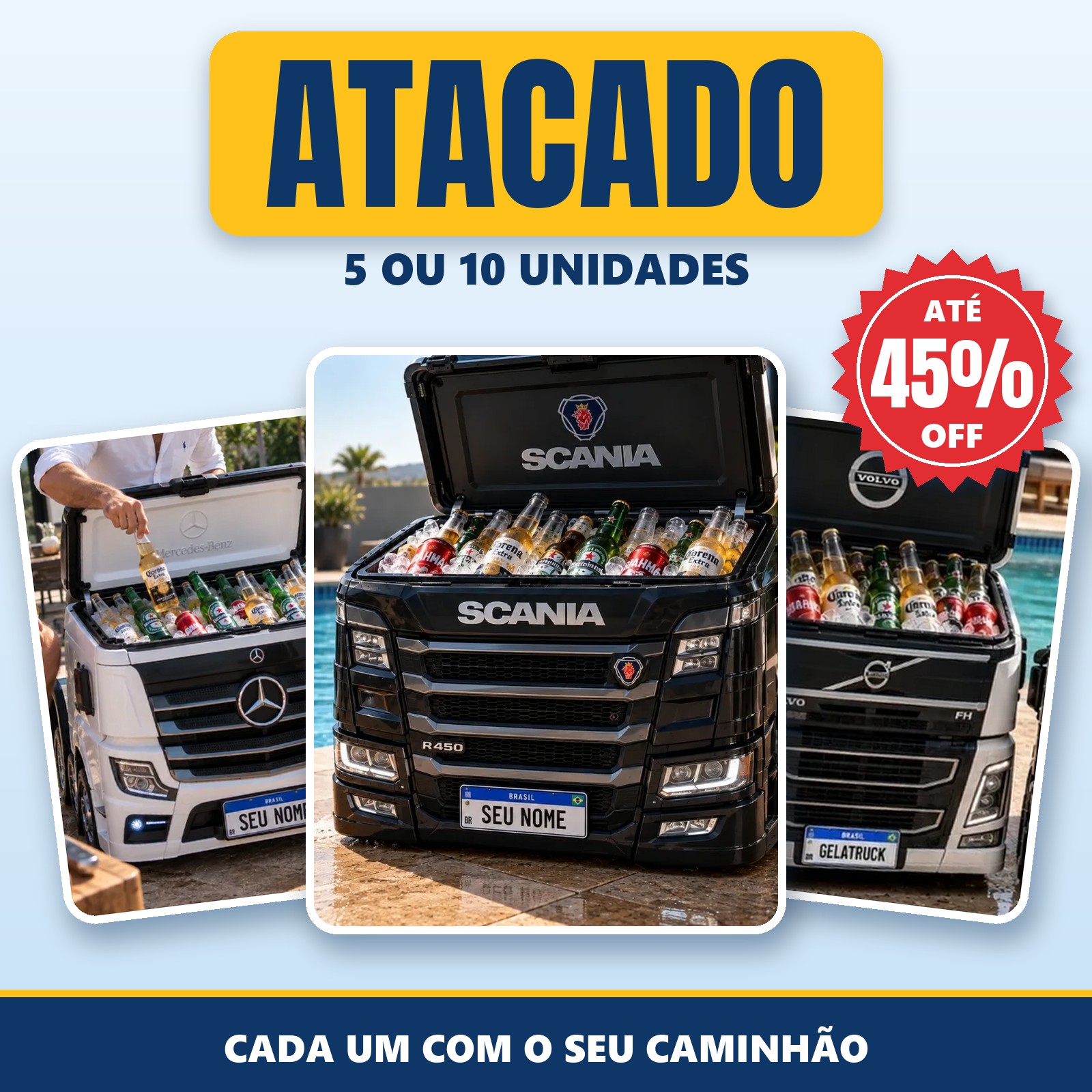 Mini Cooler GelaTruck 45L Personalizado no Atacado