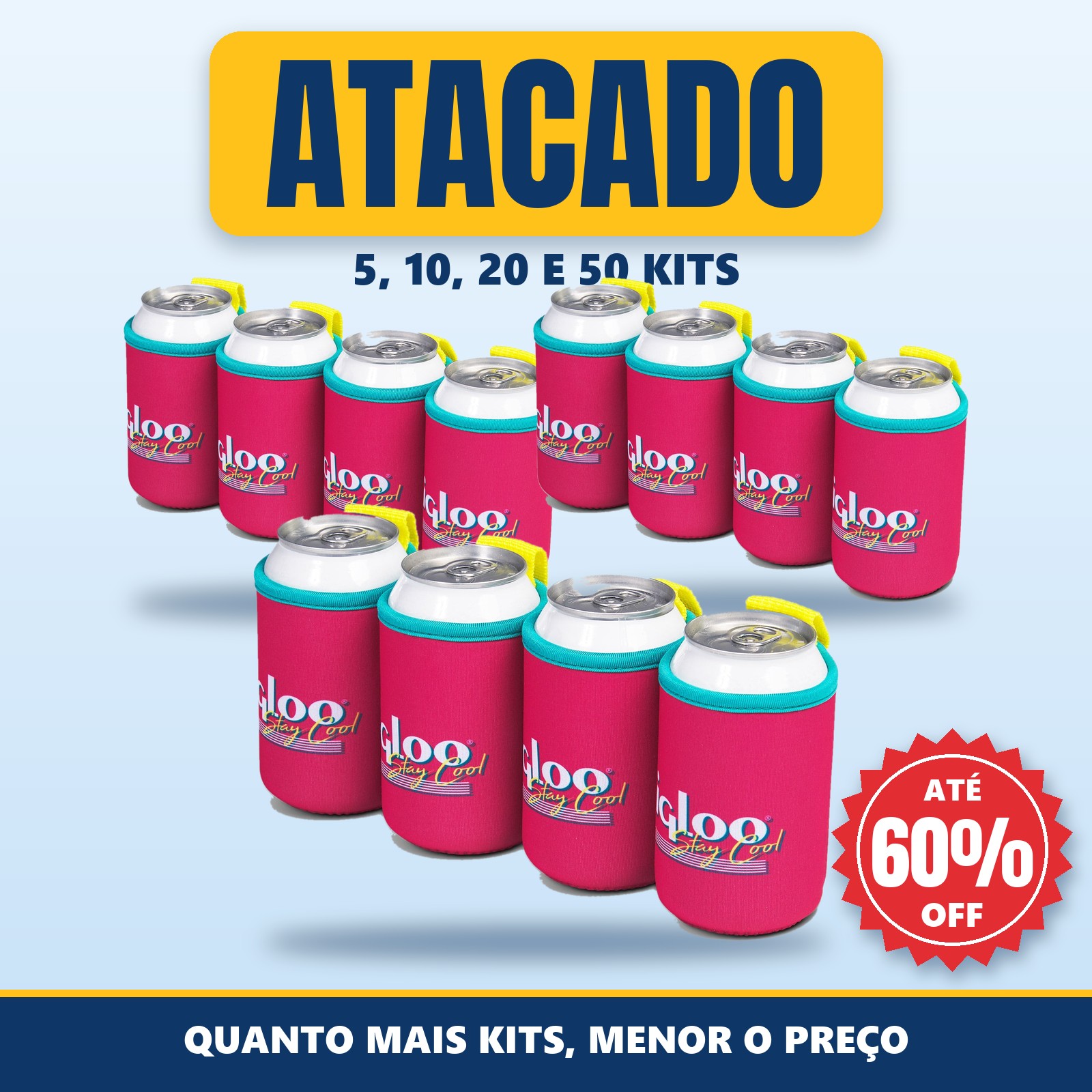 Kit com 4 Porta-Latas Térmicos Retro no Atacado