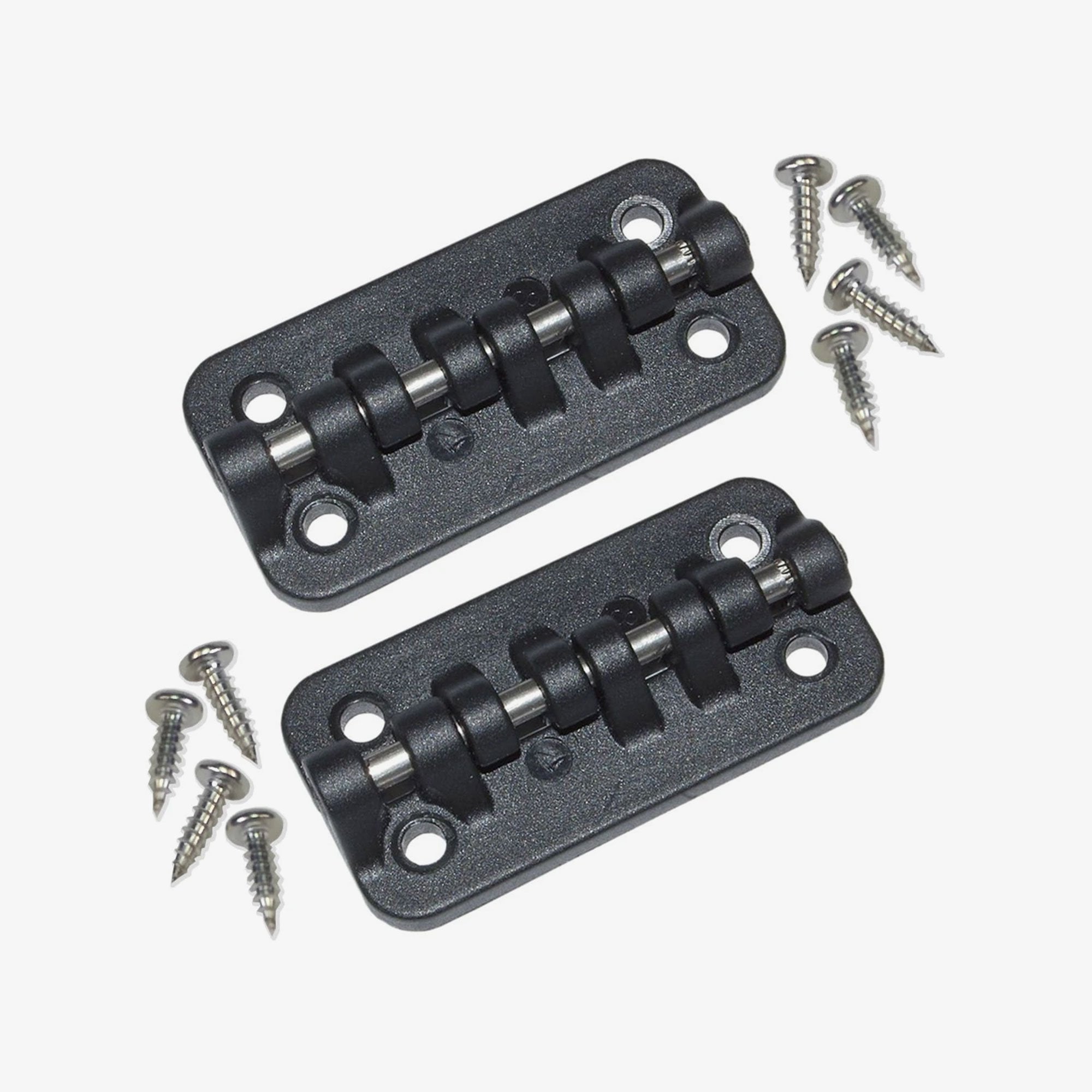 Dobradiças híbridas de aço inoxidável/plástico com encaixe universal