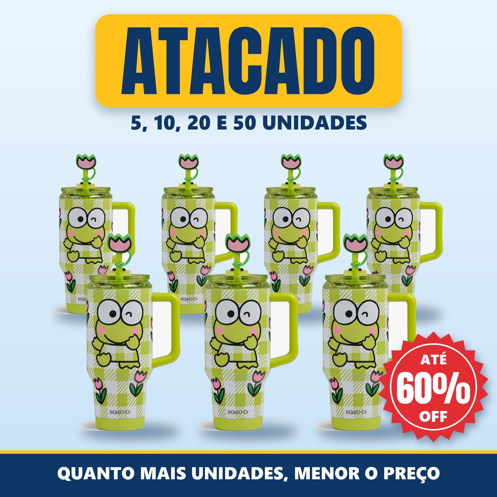 Caneca Térmica de Viagem Keroppi 946 ml no Atacado