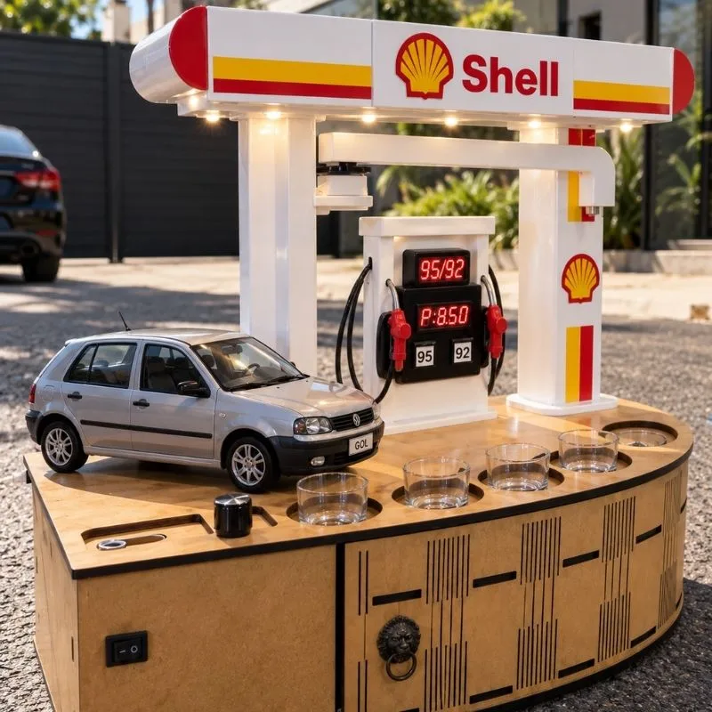 AutoBar com posto Shell e o carro personalizado